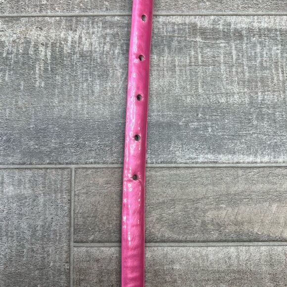 Vintage pink Leather Belt w flower buckle w stone in the middle. - Picture 8 of 8